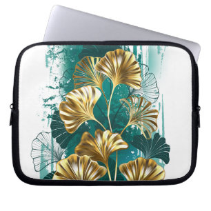 Branch with Golden Leaves Ginko Biloba Laptop Sleeve