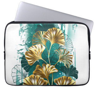 Branch with Golden Leaves Ginko Biloba Laptop Sleeve