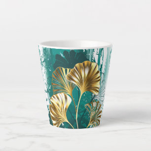 Branch with Golden Leaves Ginko Biloba Latte Mug