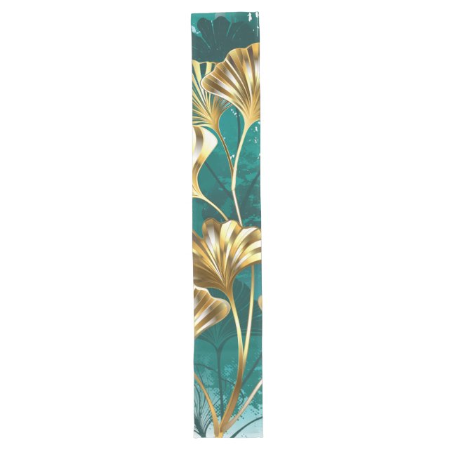 Branch with Golden Leaves Ginko Biloba Long Table Runner (Front)
