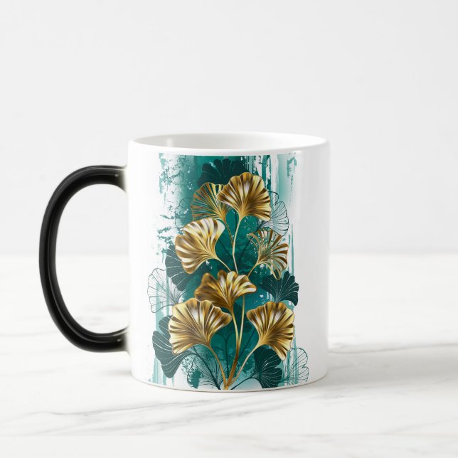 Branch with Golden Leaves Ginko Biloba Magic Mug (Left)