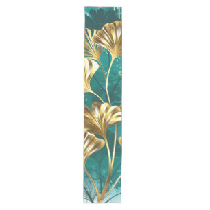 Branch with Golden Leaves Ginko Biloba Medium Table Runner