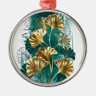 Branch with Golden Leaves Ginko Biloba Metal Tree Decoration