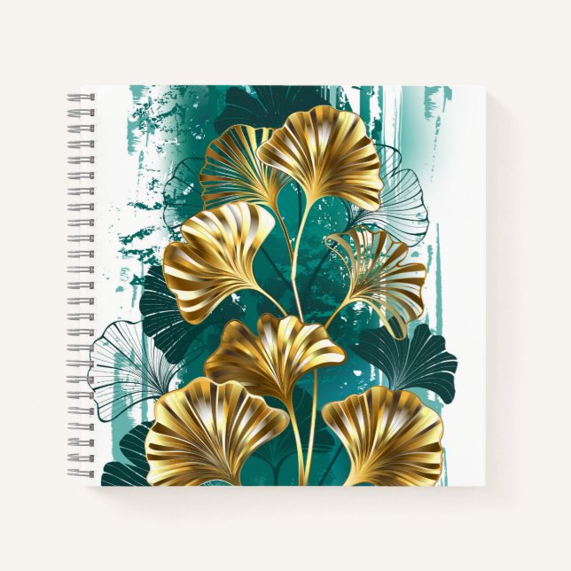 Branch with Golden Leaves Ginko Biloba Notebook (Front)