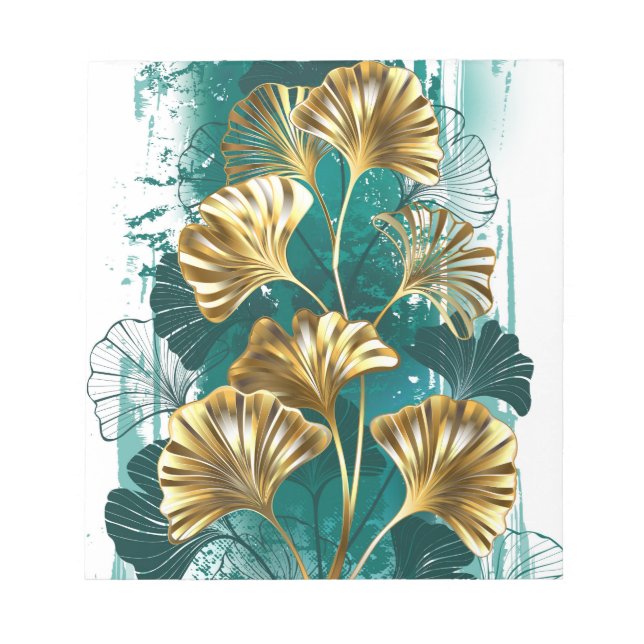 Branch with Golden Leaves Ginko Biloba Notepad (Front)