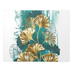 Branch with Golden Leaves Ginko Biloba Notepad