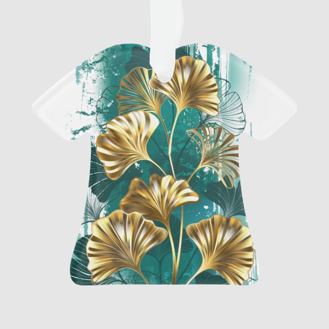 Branch with Golden Leaves Ginko Biloba Ornament (Front)