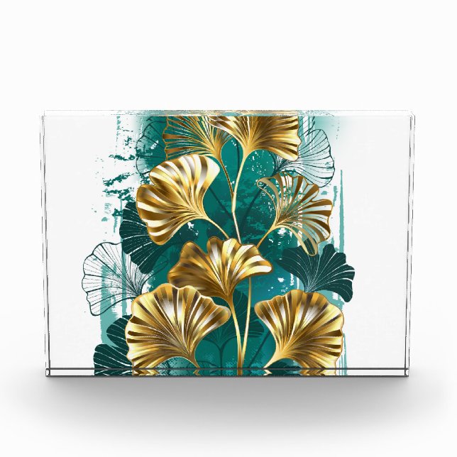 Branch with Golden Leaves Ginko Biloba Photo Block (Front)