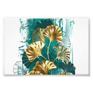 Branch with Golden Leaves Ginko Biloba Photo Print