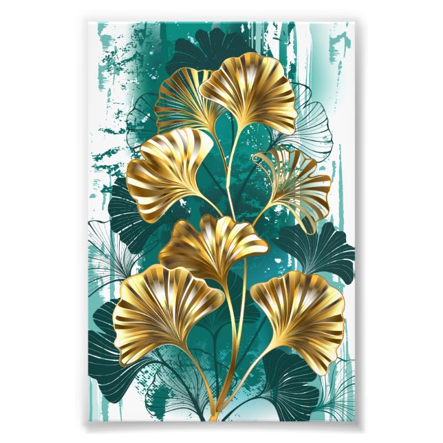 Branch with Golden Leaves Ginko Biloba Photo Print (Front)