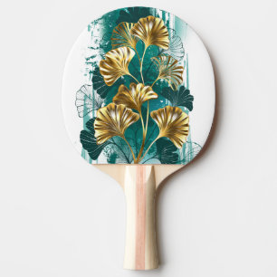 Branch with Golden Leaves Ginko Biloba Ping Pong Paddle