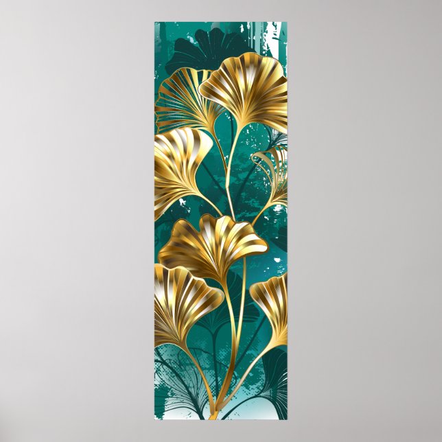 Branch with Golden Leaves Ginko Biloba Poster (Front)