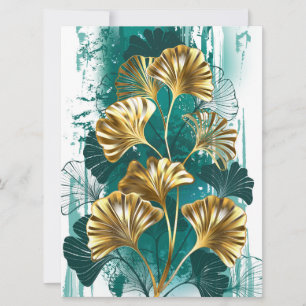 Branch with Golden Leaves Ginko Biloba Save The Date