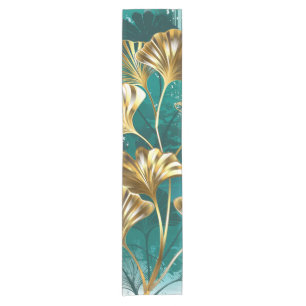 Branch with Golden Leaves Ginko Biloba Short Table Runner