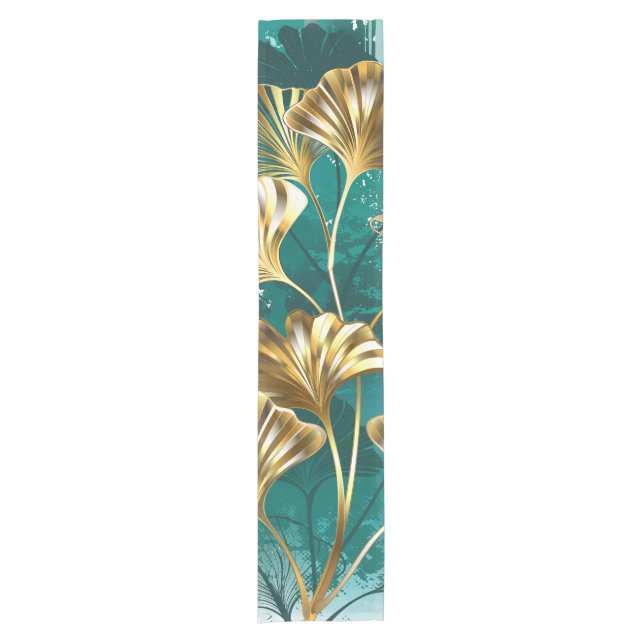 Branch with Golden Leaves Ginko Biloba Short Table Runner (Front)