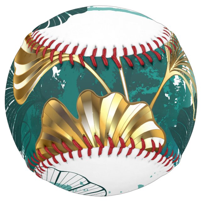 Branch with Golden Leaves Ginko Biloba Softball (Front)