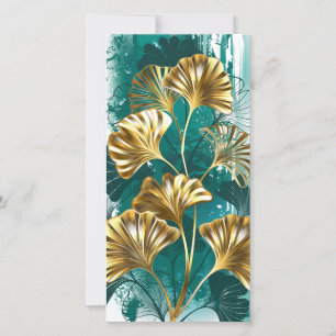 Branch with Golden Leaves Ginko Biloba Thank You Card