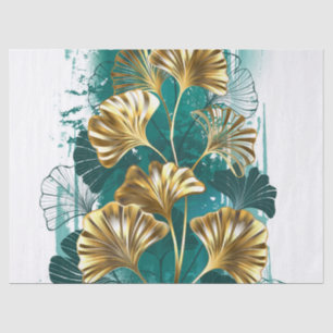 Branch with Golden Leaves Ginko Biloba Tissue Paper