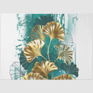 Branch with Golden Leaves Ginko Biloba Tissue Paper