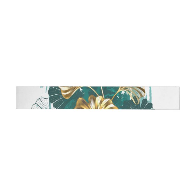Branch with Golden Leaves Ginko Biloba Wrap Around Label (Individual)