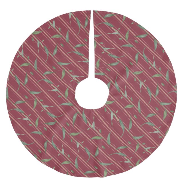 Branch with leaves brushed polyester tree skirt (Front)