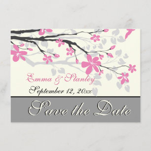 Branch with pink blossoms wedding Save the Date