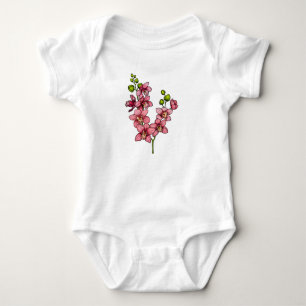 branch with pink orchid flowers tote bag baby bodysuit