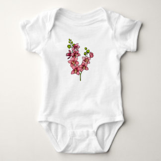 branch with pink orchid flowers tote bag baby bodysuit