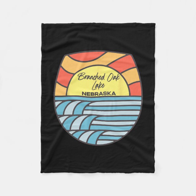 Branched Oak Lake Nebraska Ne Sunset Vacation Souv Fleece Blanket (Front)