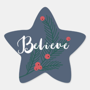 Branches and Berries Believe Holiday Sticker