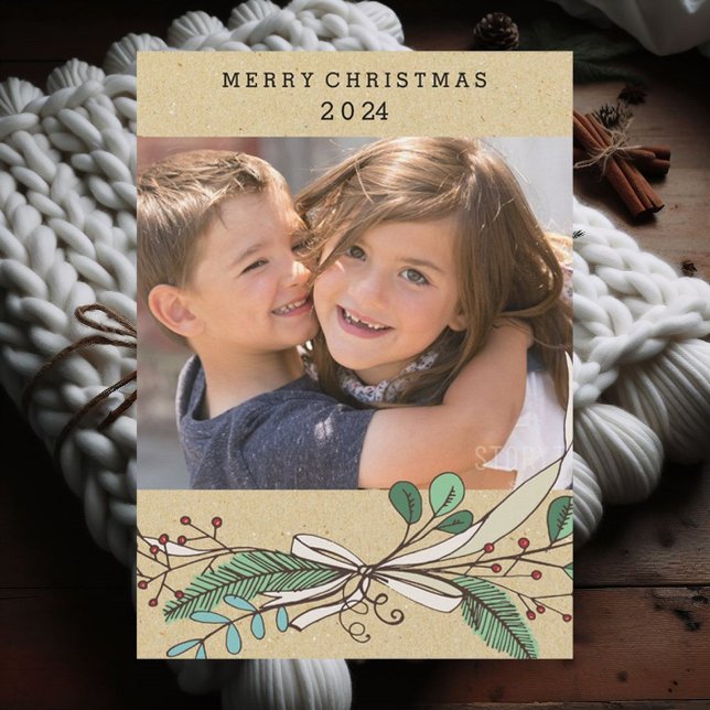 Branches and Berries Peace and Joy Holiday Card (Creator Uploaded)