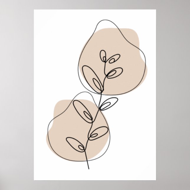 Branches And Leaves Line Art Poster (Front)