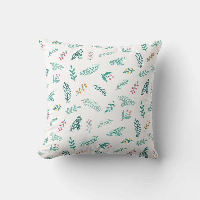 Branches and Pine Needles Pattern Cushion (Front)