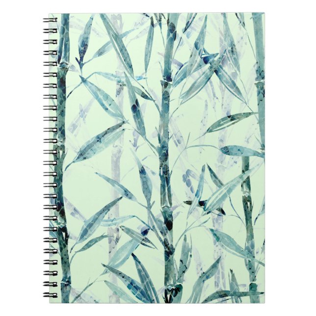 Branches bamboo, white, green, leaves, bamboo notebook (Front)
