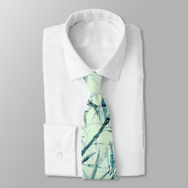 Branches bamboo, white, green, leaves, bamboo tie (Tied)
