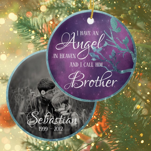 Branches & Butterflies Frame Personalised Memorial Ceramic Tree Decoration (Creator Uploaded)