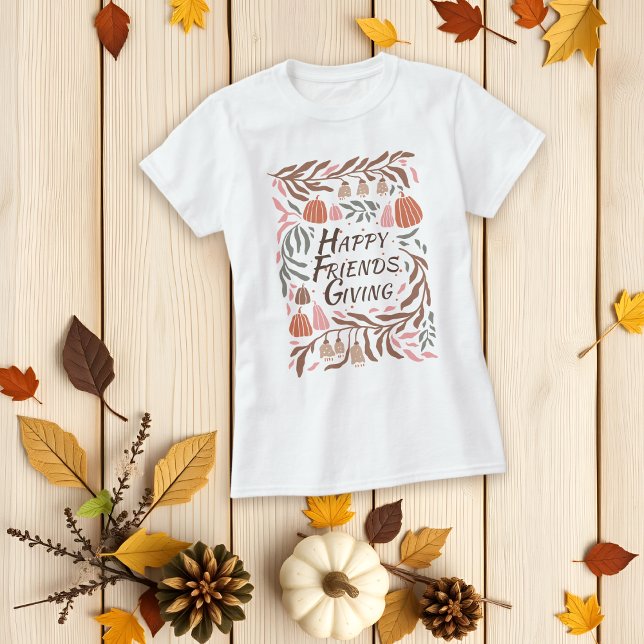 Branches, leaves and pumpkins fall Friendsgiving T-Shirt (Creator Uploaded)