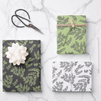 Branches & Leaves Gift Wrap Paper Sheet Set of 3