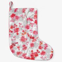 Branches of cherry blossoms on white and gray back