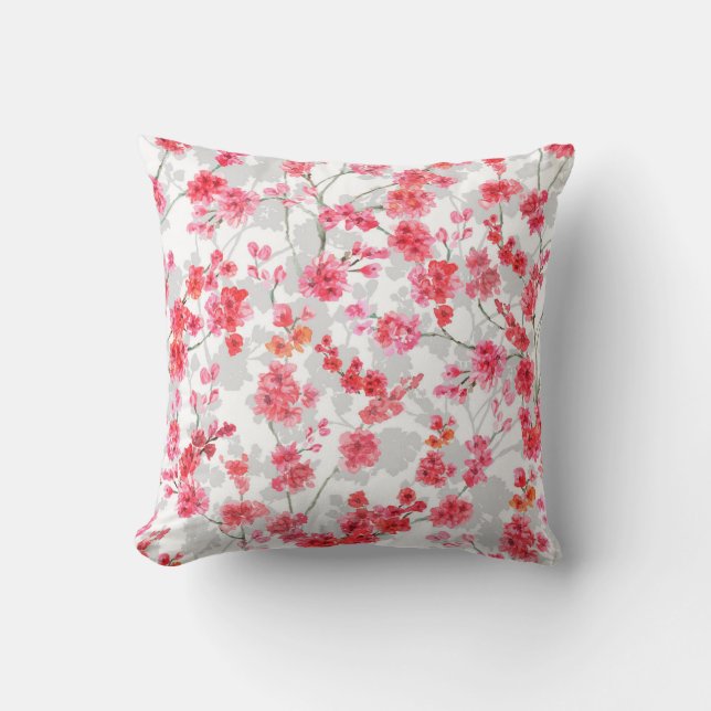Branches of cherry blossoms on white and grey back cushion (Front)