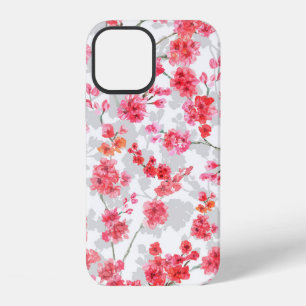 Branches of cherry blossoms on white and grey back iPhone 12 case
