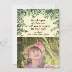 Branches of Holly I Christmas Photo Greeting Holiday Card
