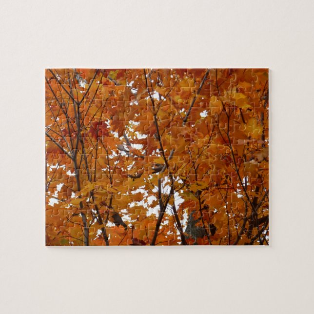 Branches of Maple Leaves I Orange Autumn Jigsaw Puzzle (Horizontal)