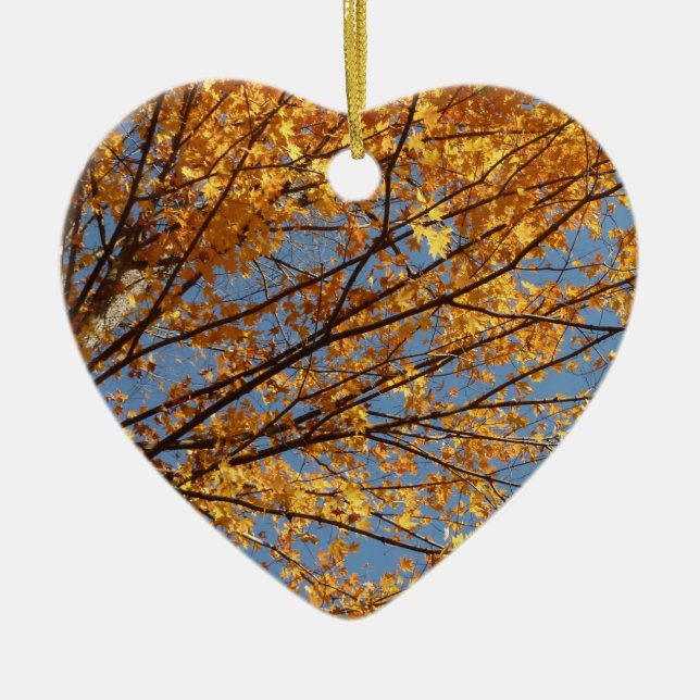 Branches of Maple Leaves II Orange Autumn Ceramic Tree Decoration (Front)