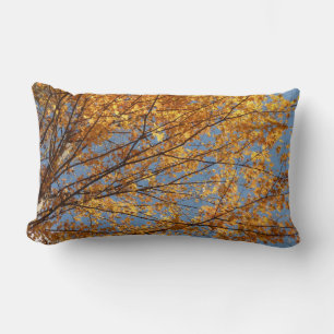 Branches of Maple Leaves II Orange Autumn Lumbar Cushion