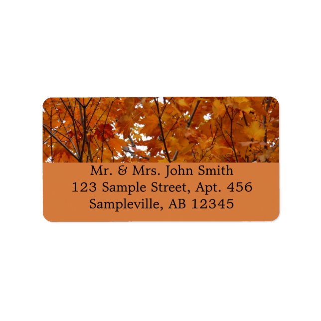 Branches of Orange Leaves Autumn Nature Label (Front)