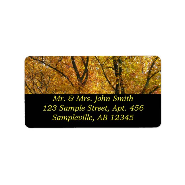 Branches of Yellow Leaves Bright Autumn Colourful Label (Front)