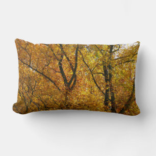 Branches of Yellow Leaves Bright Autumn Colourful Lumbar Cushion