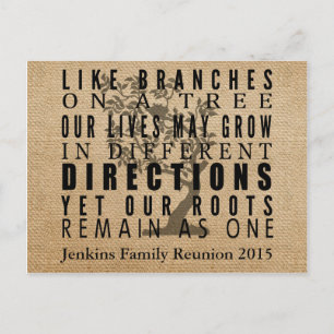 Branches Tree Family Reunion Invitation Burlap
