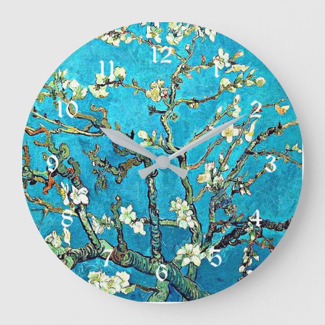 Branches with Almond Blossoms Large Clock (Front)